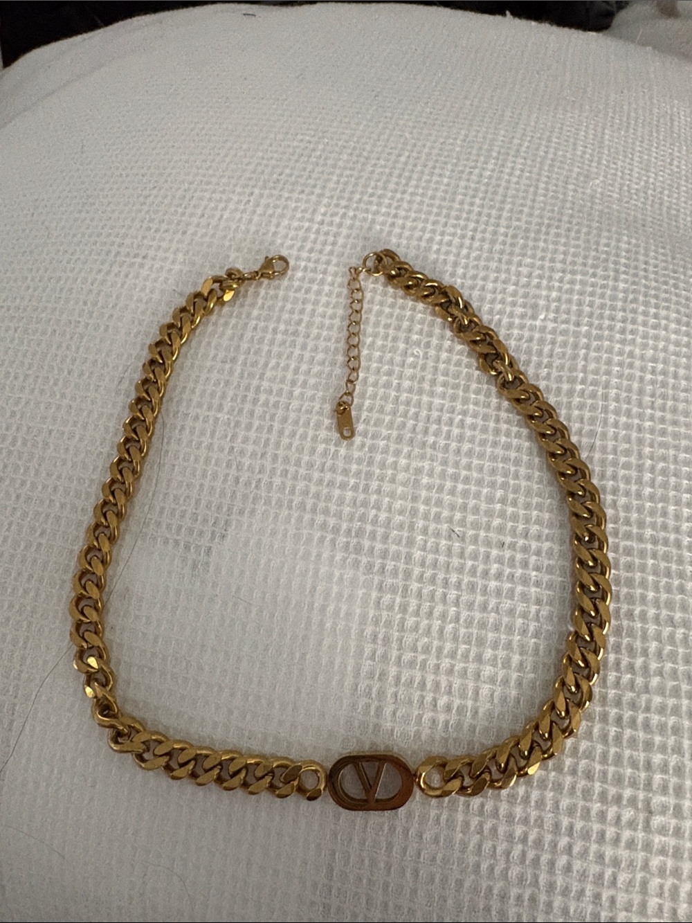 Gold Chain Necklace with Center Logo Accent 15 inch w extender